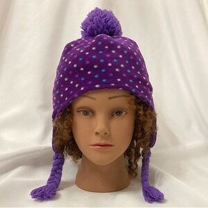 Target Winter Hat Ear Flap Pom Pom Hat Purple Blue White Polka Dots